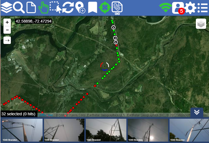 Atlas inspection with attached photos on the map