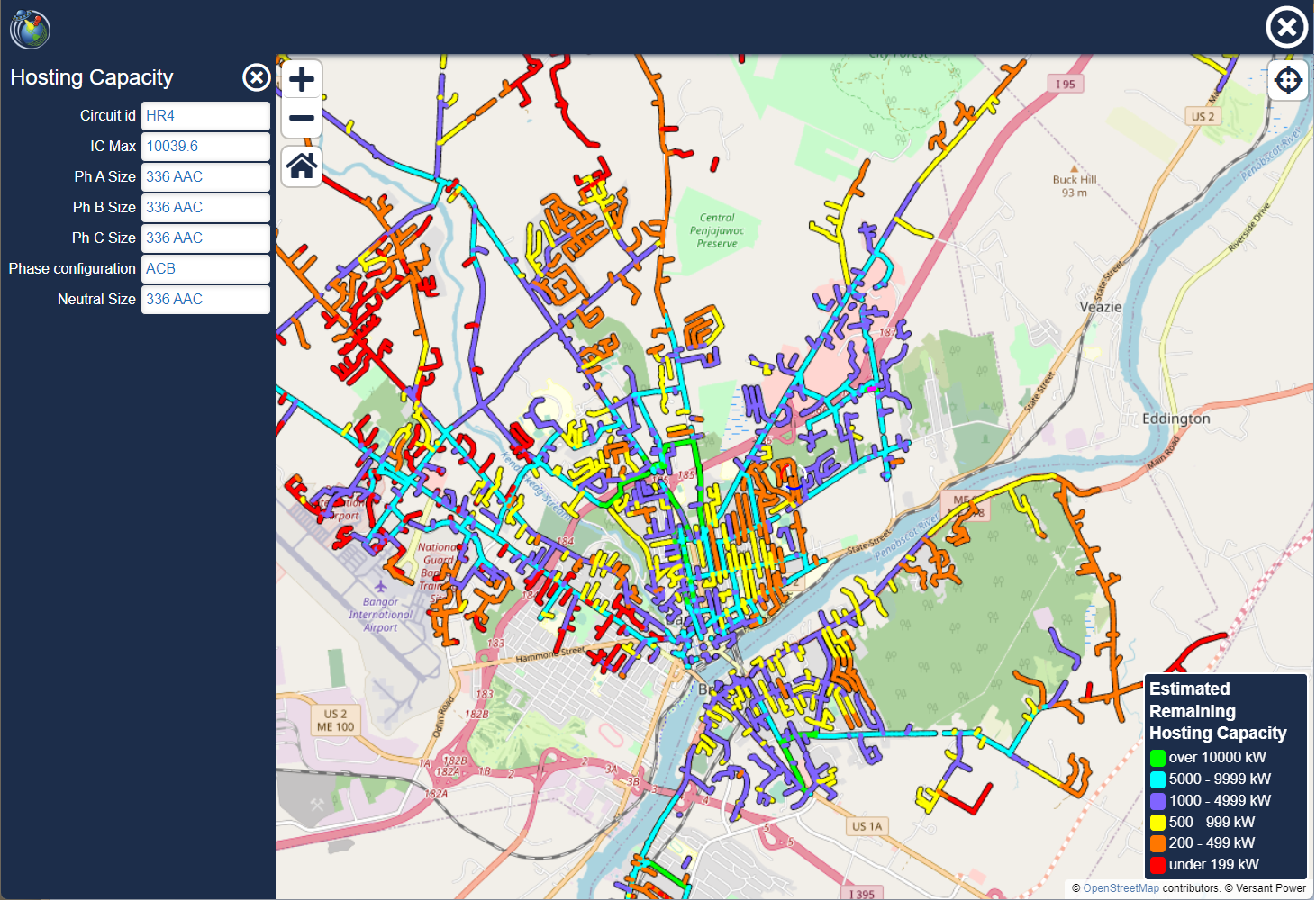 map with color grids and map legend